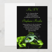 Lime Green Masquerade Quinceanera Uitnodiging (Voorkant / Achterkant)