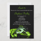 Lime Green Masquerade Sweet 16 Birthday Invitation Kaart (Voorkant)