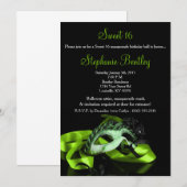 Lime Green Masquerade Sweet 16 Birthday Invitation Kaart (Voorkant / Achterkant)