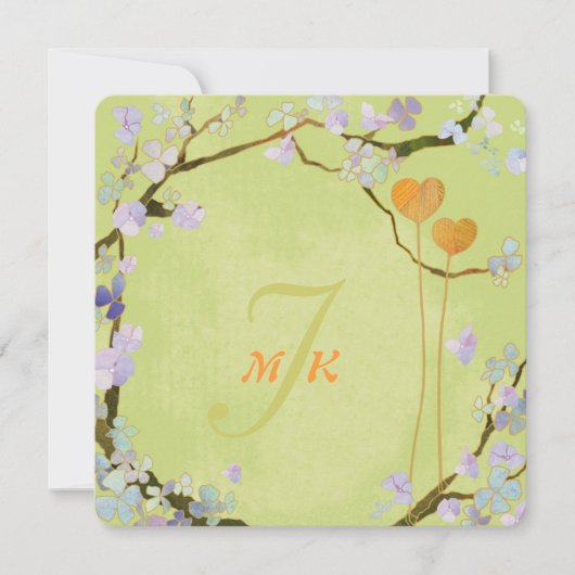Lime Green Midzomer Floral Wedding Kaart (Voorkant)