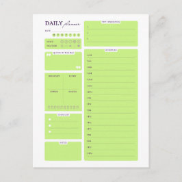 Lime Green Minimalist Daily Planner Template Briefkaart