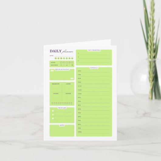 Lime Green Minimalist Daily Planner Template Feestdagen Kaart (Voorkant)