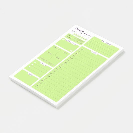 Lime Green Minimalist Daily Planner Template Post-it® Notes (Schuin)