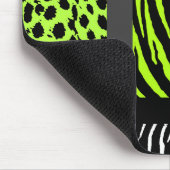Lime Green Mixed Animal Print Muismat (Hoek)