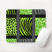 Lime Green Mixed Animal Print Muismat (Met muis)
