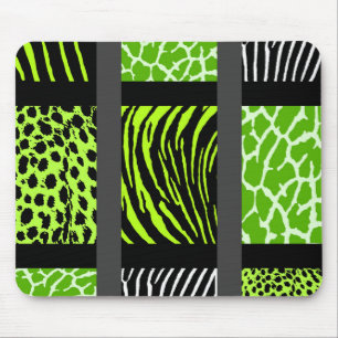 Lime Green Mixed Animal Print Muismat