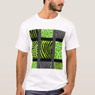 Lime Green Mixed Animal Print T-shirt
