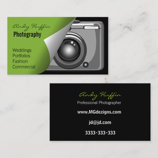 lime green Mod fotografen Visitekaartje (Voorkant / Achterkant)