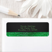 Lime Green Modern Glam Sequins Party Invitation Etiket (Insitu)