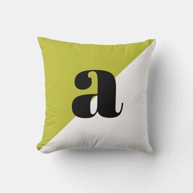 Lime Green Modern Minimal Trendy Monogram Kussen (Voorkant)