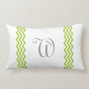 Lime Green Monogram Chevron Toss Pillow Kussen