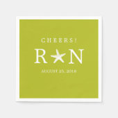 Lime Green Monogram Starfish | Weddenschap Servetten (Voorkant)