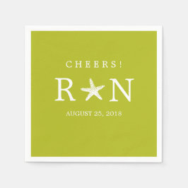 Lime Green Monogram Starfish | Weddenschap Servetten