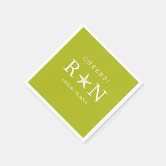 Lime Green Monogram Starfish | Weddenschap Servetten (Hoek)