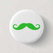 Lime Green Mustache Ronde Button 3,2 Cm (Voorkant)