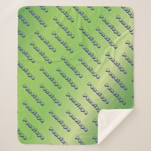 Lime Green Name Collage Custom Script-herhaling Sherpa Deken (Voorkant)