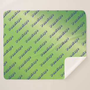 Lime Green Name Collage Custom Script-herhaling Sherpa Deken