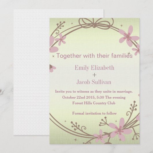 Lime Green Natuur Wedding Invitation Save The Date (Voorkant / Achterkant)