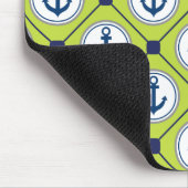 Lime Green Nautical Anchor Pattern Muismat (Hoek)