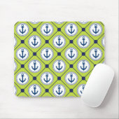 Lime Green Nautical Anchor Pattern Muismat (Met muis)