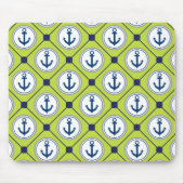 Lime Green Nautical Anchor Pattern Muismat (Voorkant)
