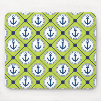 Lime Green Nautical Anchor Pattern Muismat