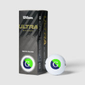 Lime Green Navy Blue 2 Tone Diag Initiaal Monogram Golfballen (Verpakking)
