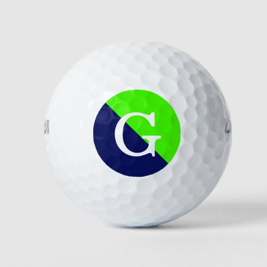 Lime Green Navy Blue 2 Tone Diag Initiaal Monogram Golfballen (Voorkant)