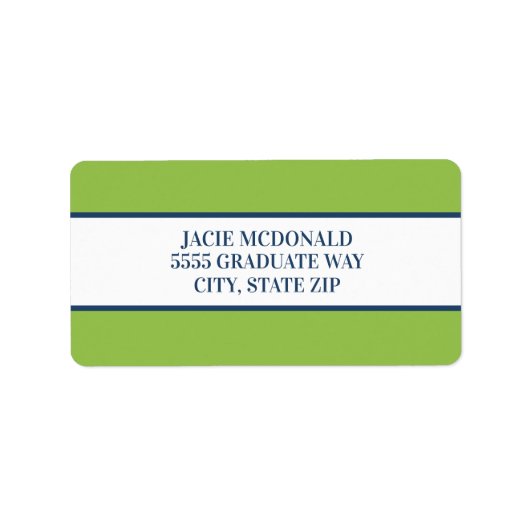 Lime Green Navy Blue Adresetiketten Etiket (Voorkant)