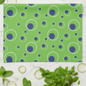 Lime Green Navy Blue Circles Stippen Keukenhanddoe Theedoek (Gevouwen)