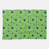 Lime Green Navy Blue Circles Stippen Keukenhanddoe Theedoek (Horizontaal)