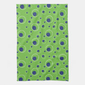 Lime Green Navy Blue Circles Stippen Keukenhanddoe Theedoek (Verticaal)