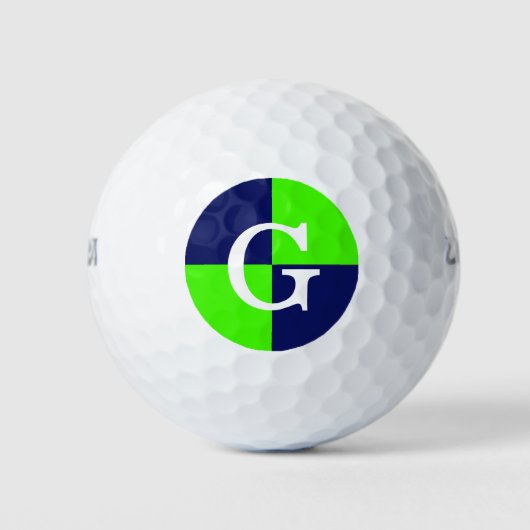 Lime Green Navy Blue LG Checker Monogram Golfballen (Voorkant)