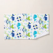 Lime Green Navy Blue Nautical Pattern Monogram Bad Handdoek (Handdoek)