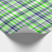Lime Green, Navy Blue, White Preppy Madras Pset Cadeaupapier (Hoek)