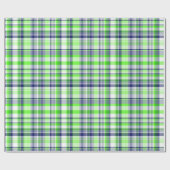 Lime Green, Navy Blue, White Preppy Madras Pset Cadeaupapier (Vlak)