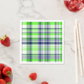 Lime Green, Navy Blue, White Preppy Madras Pset Servetten (Insitu)