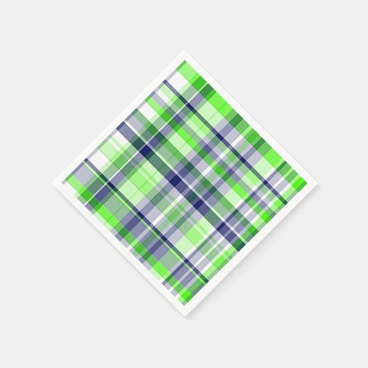 Lime Green, Navy Blue, White Preppy Madras Pset Servetten (Hoek)