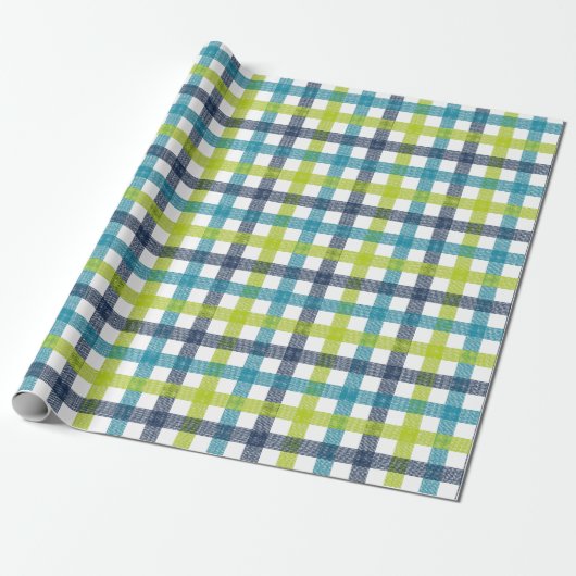 Lime Green, Navy en Turquoise Blue Pset Cadeaupapier (Uitgerold)