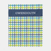 Lime Green, Navy en Turquoise Blue Pset Fleece Deken (Voorkant)