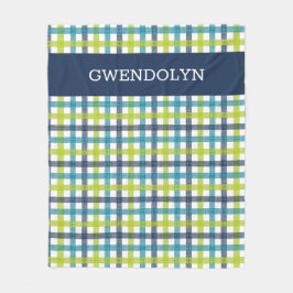 Lime Green, Navy en Turquoise Blue Pset Fleece Deken