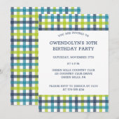 Lime Green, Navy en Turquoise Blue Pset Invitati Kaart (Voorkant / Achterkant)