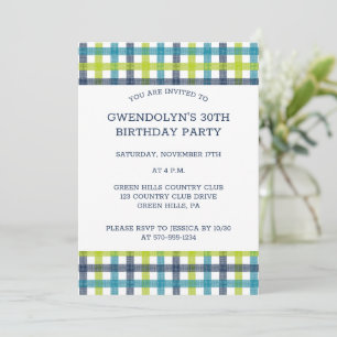 Lime Green, Navy en Turquoise Blue Pset Invitati Kaart