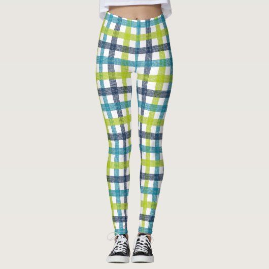 Lime Green, Navy en Turquoise Blue Pset Leggings (Voorkant)
