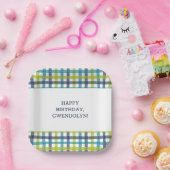 Lime Green, Navy en Turquoise Blue Pset Papieren Bordje (Feest)