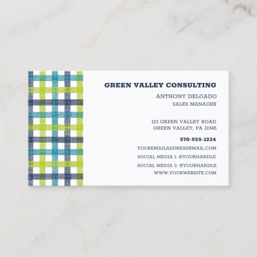 Lime Green, Navy en Turquoise Blue Pset Visitekaartje (Voorkant)