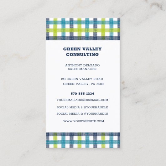 Lime Green, Navy en Turquoise Blue Pset Visitekaartje (Voorkant)