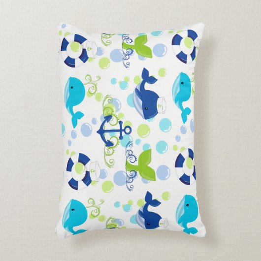 Lime Green Navy Nautical Pattern Kids Decoratief Kussen (Voorkant(Verticaal))