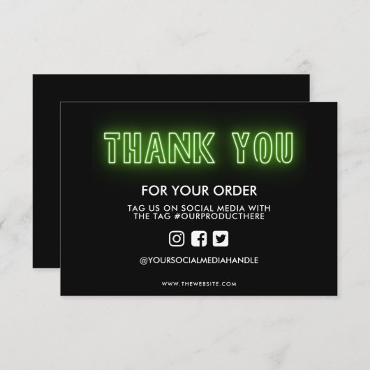 Lime Green Neon Sign Bedankt voor het mediumtussen (Voorkant / Achterkant)