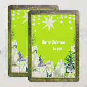 Lime Green Neon Winter Vakantie wenskaart (Voorkant / Achterkant)